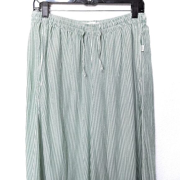 ONIA Green Striped High Slit Wide Leg Pants L - Picture 3 of 9
